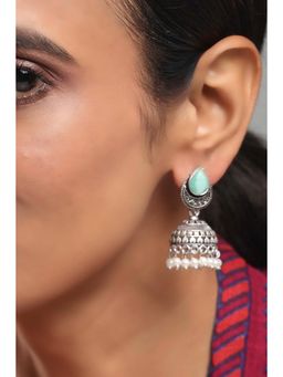 Rangriti - Women Mint Green Brass Jhumka Earrings