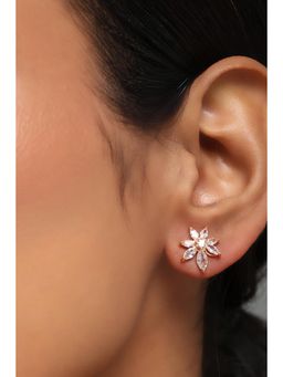 Rangriti - Women White Floral Brass Stud Earrings