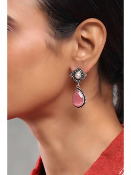 Rangriti - Women Light Pink Brass Pearl Drop Earrings