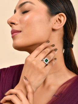 Silvermerc Designs - Luxury Sparkling Green Cubic Zirconia Cocktail Ring