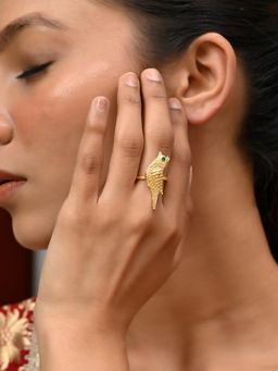 Silvermerc Designs - Gold-Plated Green Stone Statement Ring