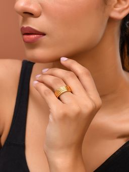 Silvermerc Designs - Gold-Plated Textured Multi-Layer Statement Ring