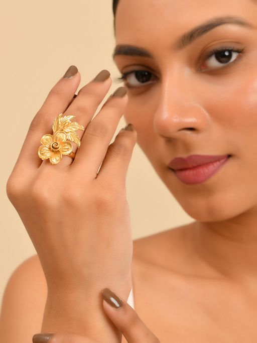 Silvermerc Designs Gold Plated Floral Western Ring