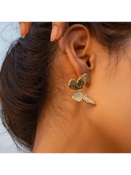 AMOSSH - 18K Gold Butterfly Drop Earrings