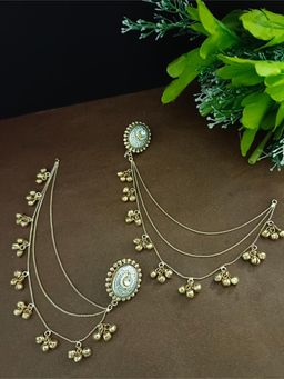 Sanjog - Dual Tone White Stone Kashmiri Ear Chains