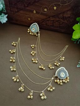 Sanjog - Dual Tone Kashmiri White Stone Ghungroo Ear Chains