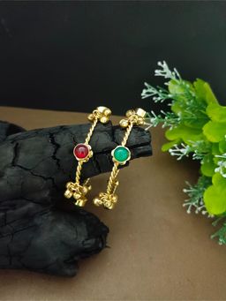 Sanjog - Gold-Plated Multi-Color Stone Ghungroo Bangles (Pack of 2)