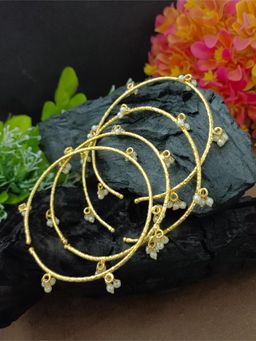 Sanjog - Gold-Plated Pearl Ghugaroo Bangles (Pack of 4)
