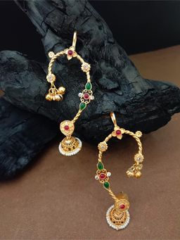 Sanjog - Gold-Plated Multi-Color Stone Jhumka Earrings