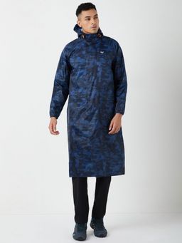 WILDCRAFT - Men Navy Blue Camouflage Rain Jacket