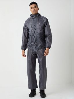 WILDCRAFT - Men Grey Solid Rain Jacket with Pant (Set of 2)