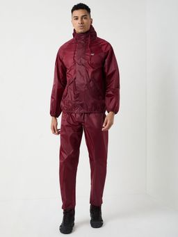 WILDCRAFT - Men Maroon Solid Rain Jacket with Pant (Set of 2)
