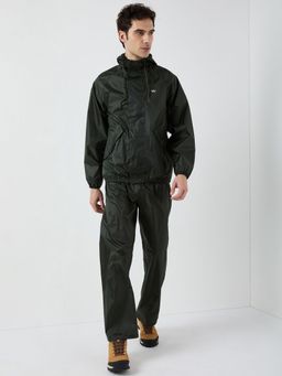 WILDCRAFT - Men Olive Solid Rain Jacket with Pant (Set of 2)