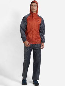 WILDCRAFT - Men Orange Colorblock Rain Jacket with Pant (Set of 2)
