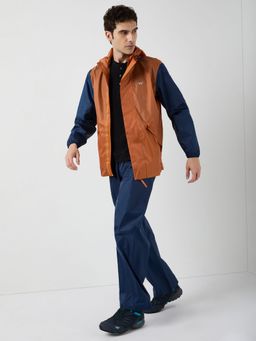 WILDCRAFT - Men Orange Colorblock Rain Jacket with Pant (Set of 2)