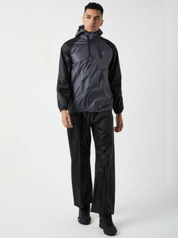 WILDCRAFT - Men Grey Colorblock Rain Jacket with Pant (Set of 2)