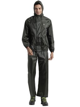 WILDCRAFT - Men Olive Solid Rain Jacket with Pant (Set of 2)