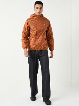WILDCRAFT - Men Orange Printed Rain Jacket with Pant (Set of 2)