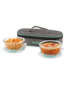 MAGNUS - Vivid Glass Lunch Box with Linen Flat Pouch And Fixed Clip