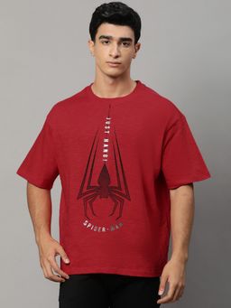 Free Authority - Men Spiderman Printed Red T-Shirt