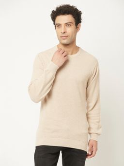 CRIMSOUNE CLUB - Men Beige Sweater in Pure Cotton