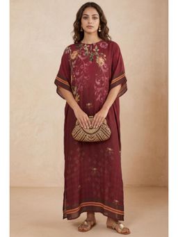 Shetab Kazmi - Maroon Garnet Kaftan Dress
