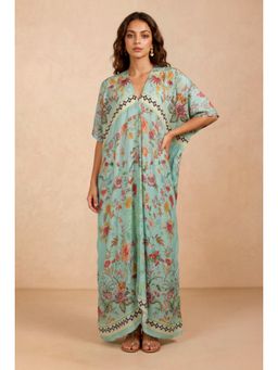 Shetab Kazmi - Green Sun Drift Kaftan Dress