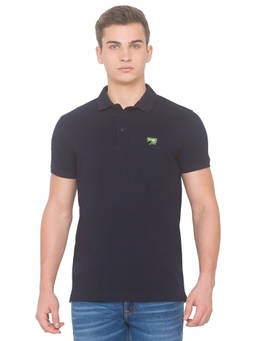 Spykar - Men Navy Blue Slim Fit Polo T-shirt