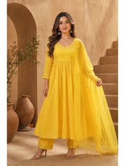 Mulmul - Urvi Cotton Anarkali with Pant & Dupatta