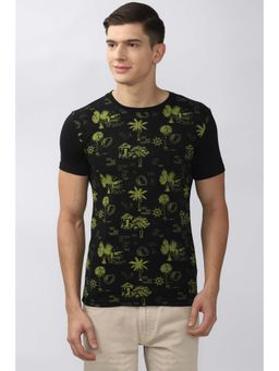 Peter England - Men Black Crew Neck T Shirt