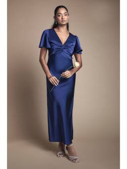 Oasis - Satin Twist Front Angel Sleeve Maxi Bridesmaid Dress