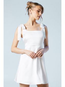 Oasis - Tie Shoulder Satin Bridal Mini Dress
