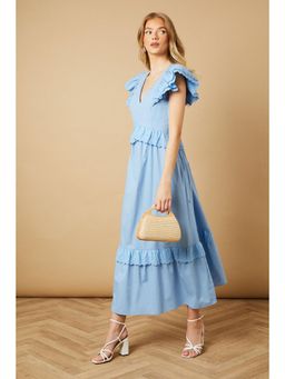 Oasis - Broderie Panel Ruffle Midi Dress
