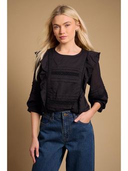 Oasis - Trim Detail Frill Shoulder Crew Neck Top