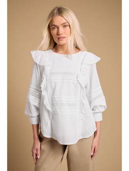 Oasis - Trim Detail Frill Shoulder Crew Neck Top