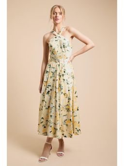 Oasis - Lemon Floral Halter Cotton Poplin Midi Dress
