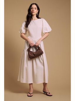 Oasis - Puff Sleeve Cotton Midi Dress