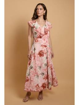 Oasis - Cape Sleeve Lace Hem Midi Dress
