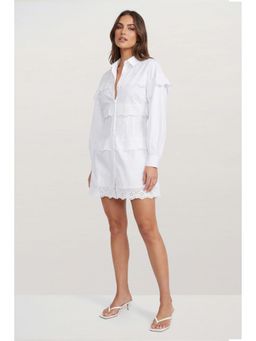 Misspap - Embroidered Broderie Collared Mini Dress