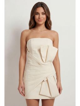 Misspap - Bandeau Structured Bow Twill Mini Dress