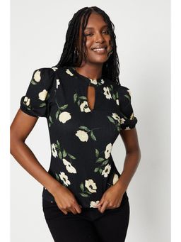Dorothy Perkins - Keyhole Neck With Puff Sleeve Top