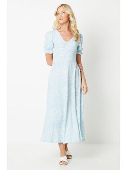 Dorothy Perkins - Blue Abstract V Neck Short Sleeve Jersey Midi Dress