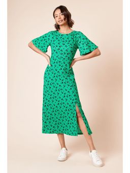 Dorothy Perkins - Green Floral Angel Sleeve Jersey Midi Dress