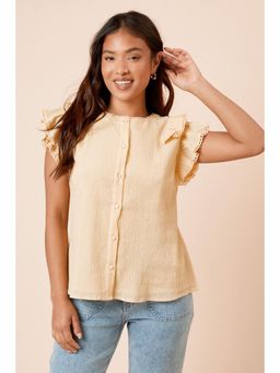 Dorothy Perkins - Petite Lace Trim Button Up Top