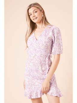 Dorothy Perkins - Floral Puff Sleeve Mini Jersey Wrap Dress