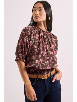 Dorothy Perkins - Petite Frill Neck Shirred Cuff Top
