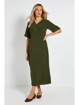 Dorothy Perkins - Button Detail Shirred Back Midi Dress