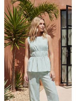 Dorothy Perkins - Stripe Frill Detail Peplum Printed Shell Top
