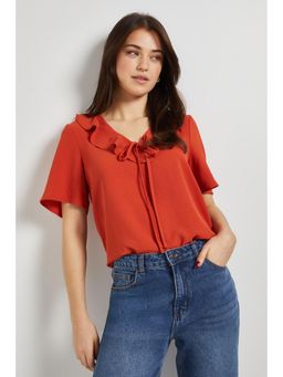 Dorothy Perkins - Ruffle Neck Angel Sleeve Top