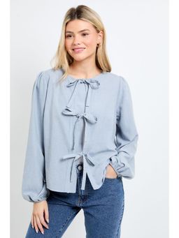 Dorothy Perkins - Tie Front Blouson Sleeve Top